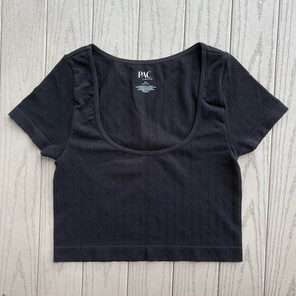 Pacsun Pac Cares Black Stretchy Short Sleeve Crop Top